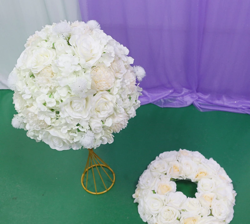 JAROWN Artificial Rose Hydrangea Flower Ball Simulation Plant Wedding Table Centerpiece Decoration Flower Half Ball Add Stand Set Stage Road Lead Props (14)