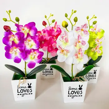 Artificial Butterfly Orchid Bonsai Fake Flower with Pot Home Furniture Decor home accessories decoration room decor