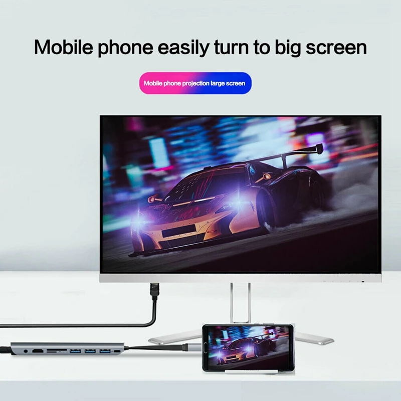 USB C концентратор тип-c к HDMI 4K VGA USB3.0X3 концентратор TF SD слот USB-C PD аудио Женский Портативный 9в1 адаптер для Macbook Pro