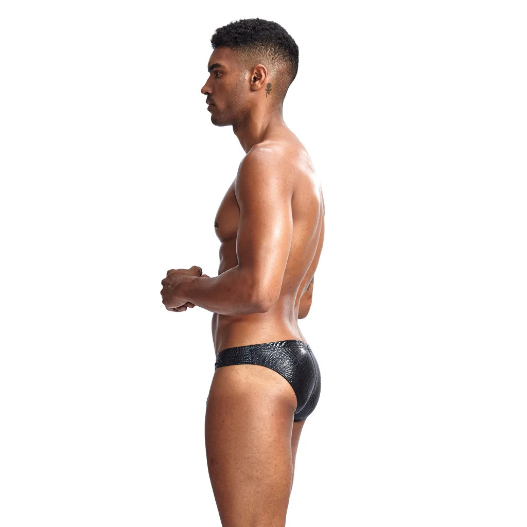 Модные мужские трусы, низкий, Золотой корсет из искусственной кожи, полиэстер, змея, u-образный мужские трусы-боксеры, трусы, 50