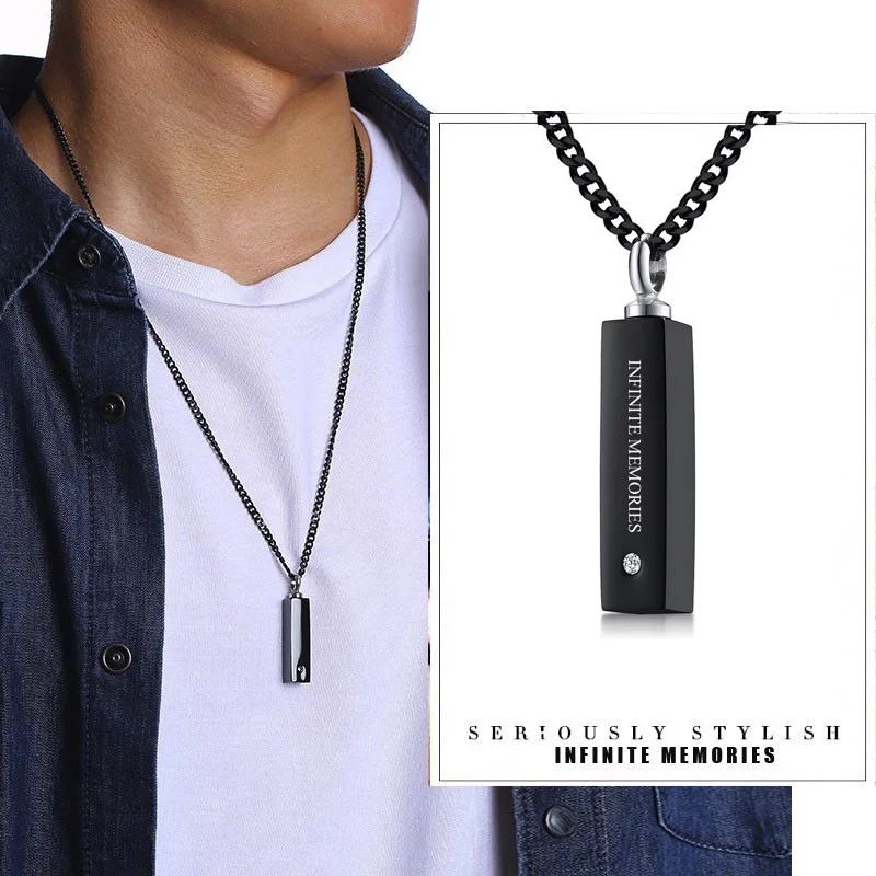 Necklace For Men, Bar Urn Necklace 