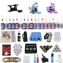 Профессиональный Полный комплект татуировок машина 3 шт. лайнер+ шейдер+ печатная машина тату-пистолет набор чернил коробка с рукояткой советы питания