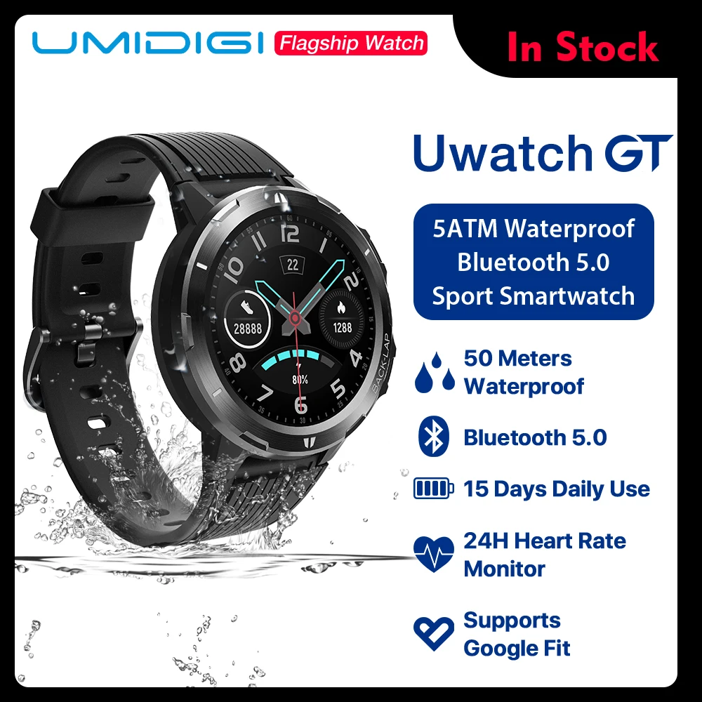  UMIDIGI Uwatch GT Smart Watch 5ATM Waterproof All-Day Heart Rate Activity Tracking Sleep Monitor Ul - 4000302349114