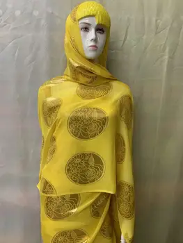 

yellow nigerian lace fabric african fabric silk dress bronzing tissu broderie africain suisse 2020 sewing material 5yard