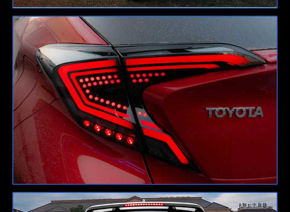 Задний фонарь для автомобиля Toyota CHR- светодиодный задний фонарь CHR Противотуманные фары Дневные ходовые огни DRL Тюнинг автомобилей Автомобильные аксессуары