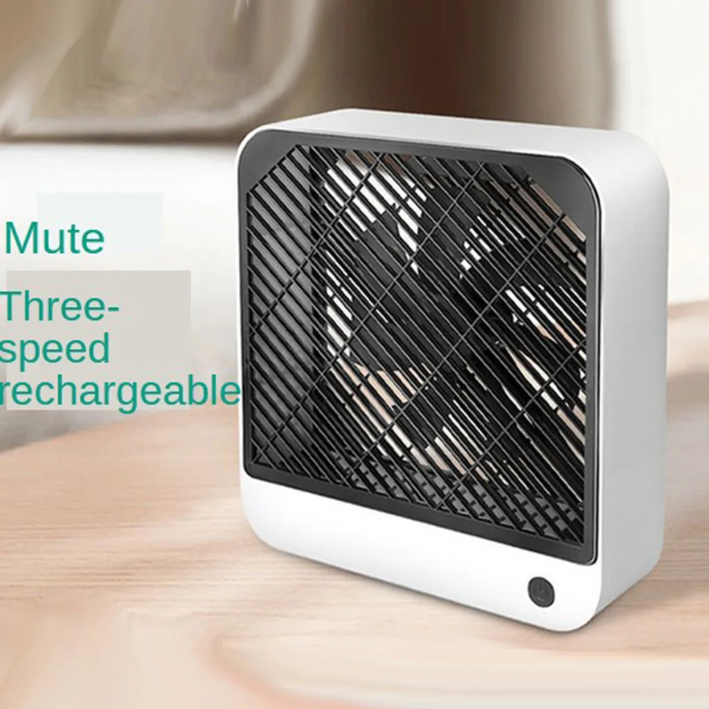 Rechargeable Mini Desk Fan, 2 Speeds, Lower Noise, Battery Operated for Travel Home and Office, 1.5 Meter 4.9 ft Cable