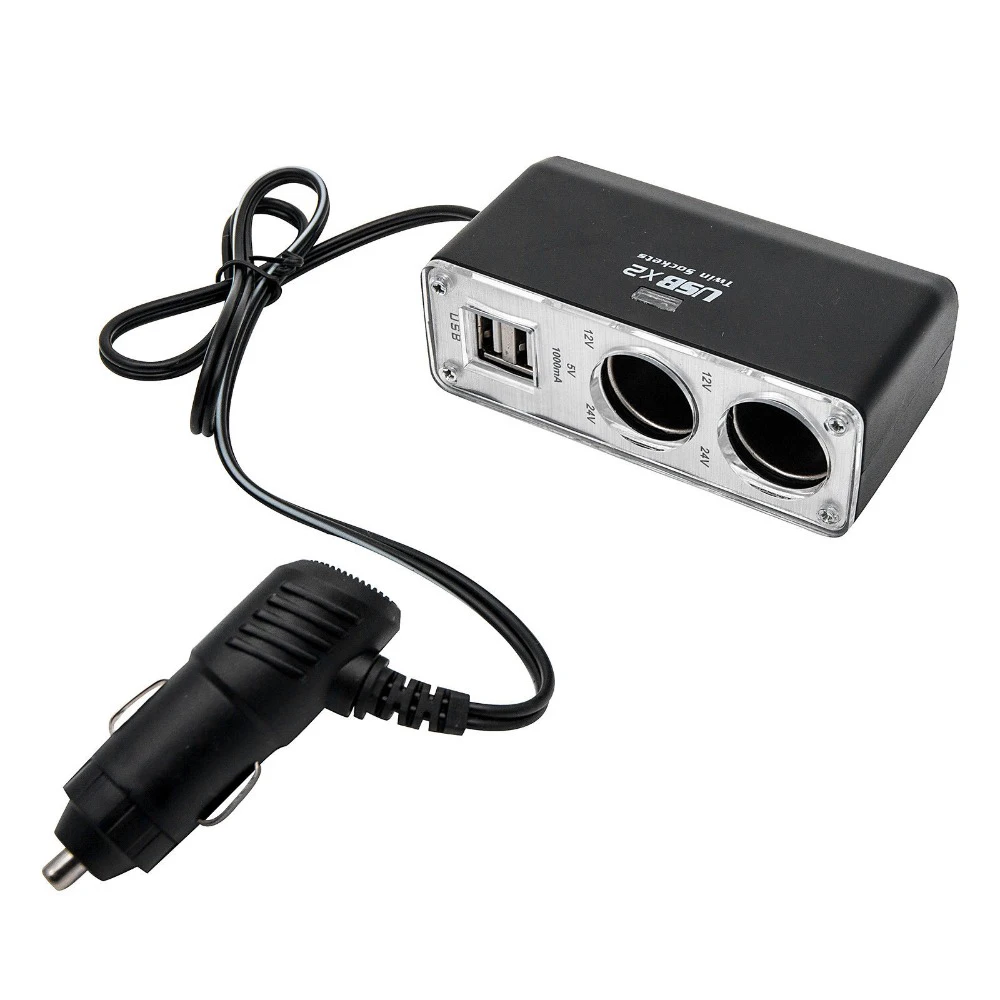 Разветвитель прикуривателя на 2 гнезда 2 USB