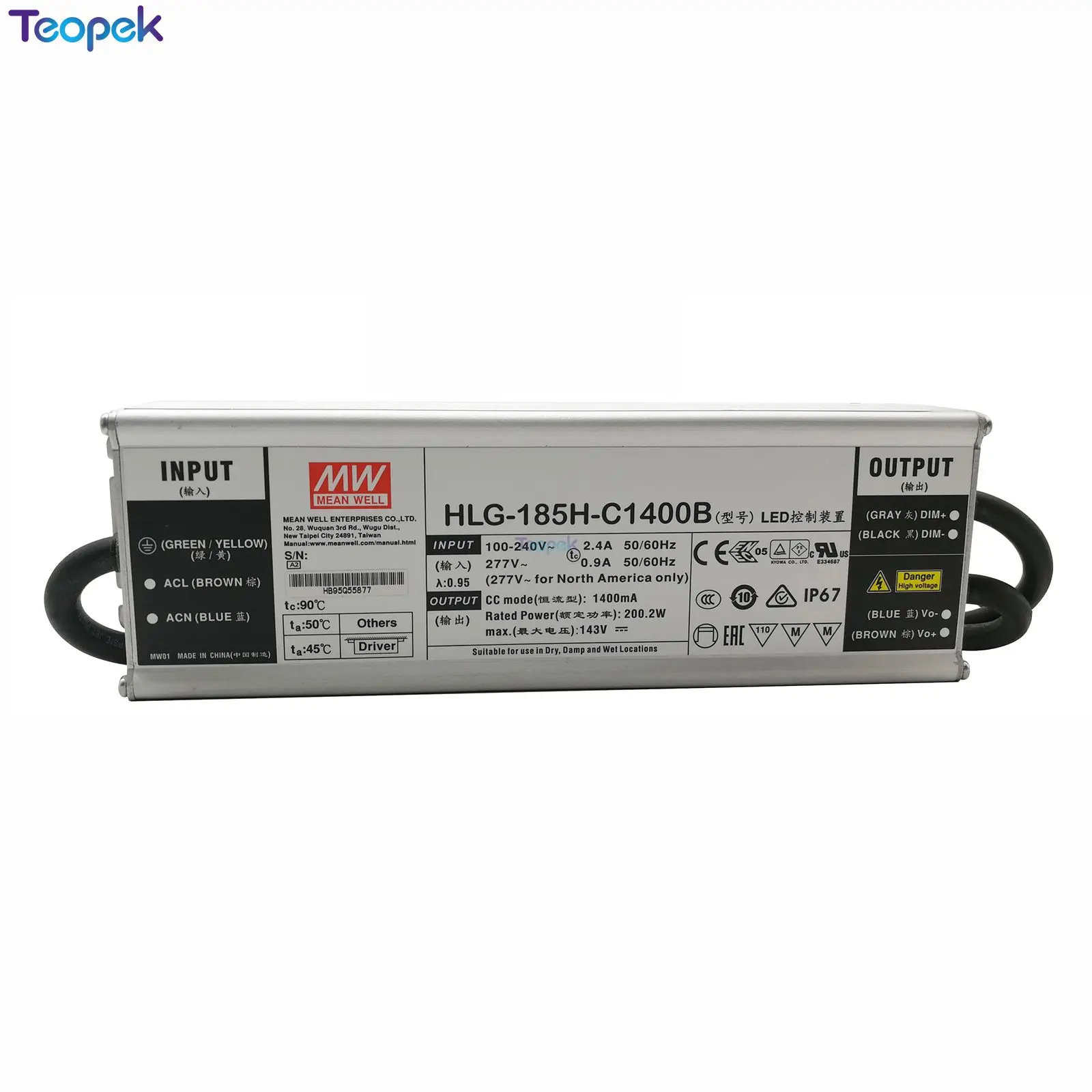 Бренд MEAN WELL представляет LPC-60-1400 HLG-100H-36B HLG-185H-C1400B драйвер Питание для Cree CXB3590 CXA3050 светодиодный