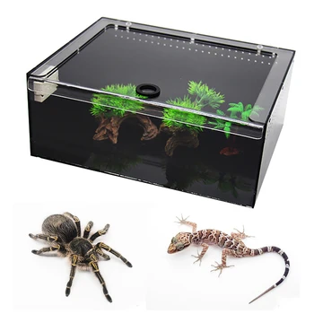 

Insect Spider Reptile Breeding Tank Clear Front Top Geckos Ventilation Hole Tortoise Sunshade Terrarium Feeding Box Acrylic