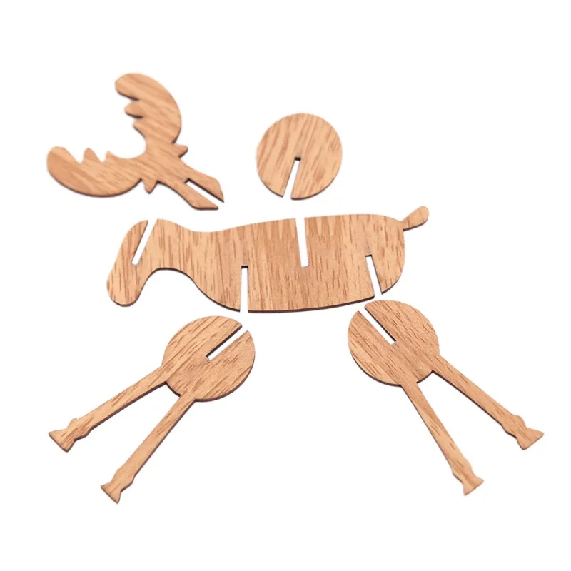 2PDIY Wood Elk Figurines for Home Party Christmas Decor Xmas Desktop Ornaments Kids Gift Christmas Wood Home Decoration CM