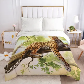 

3D Comforer Case Animal Leopard Duvet Covers Quilt Cover Bed Linen Bed Linen Bedding Bag Sets King Queen Full Size Bedding Bag