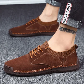 

Breathable Classic 2020 Men's Casual Shoes Outdoor Lace-up Mens Shoes Suede Leather Mens Shoes Comfortable Men's Walking Shoes