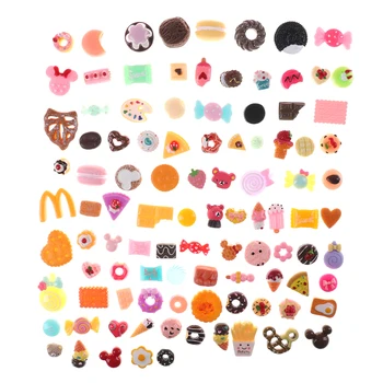 

10pcs Mini Food Cakes Donuts Biscuit Dollhouse Miniature Kitchen Decoration for Children Kid Randomly Sent Mixed Food Set