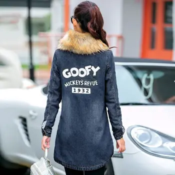 

Women Plus size S-5XL Denim Coat Female Warm Fur lining Women Basic Coat Hooded Jeans Jacket 2019 Autumn Winter Denim Jacket For