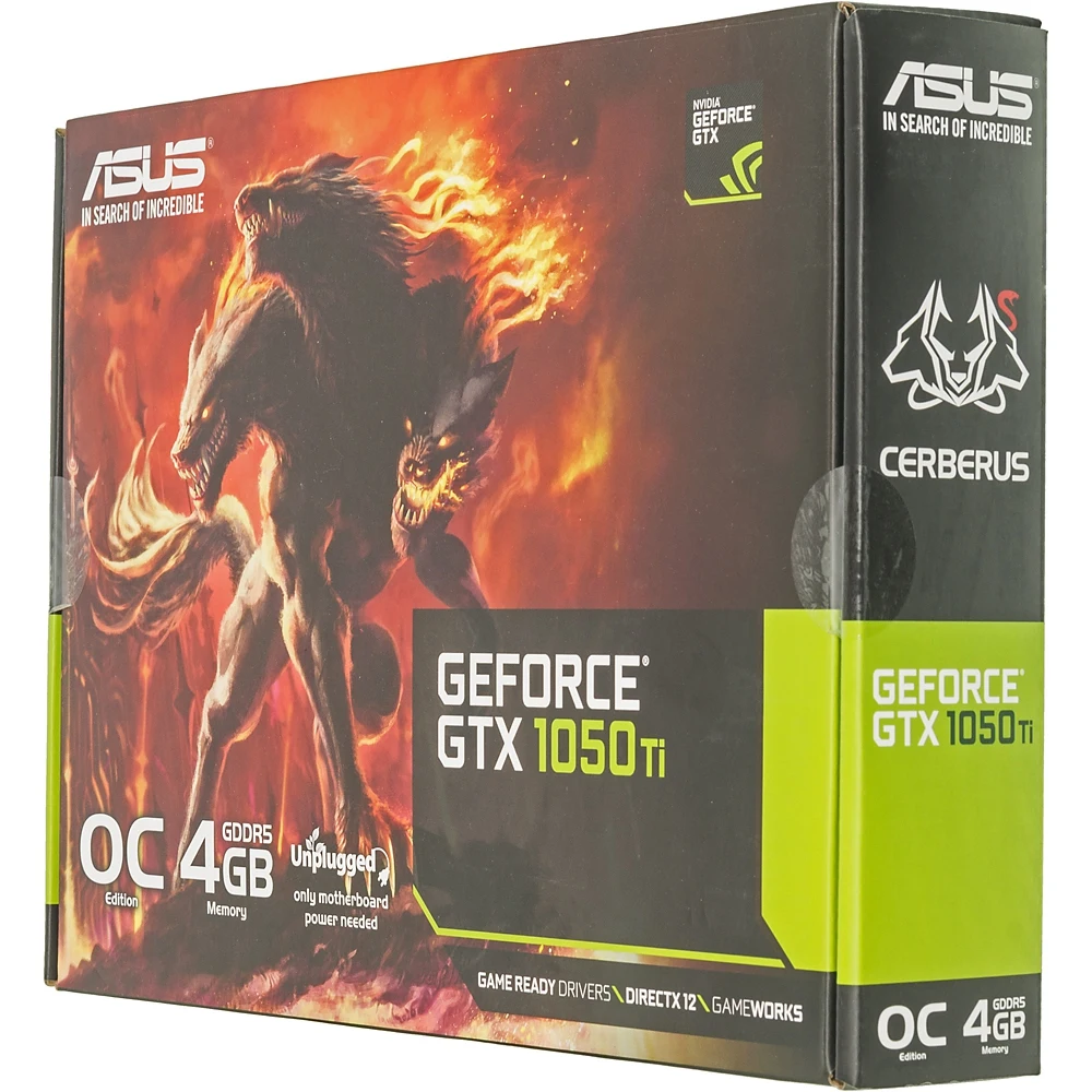 Видеокарта Asus PCI-E CERBERUS-GTX1050TI-O4G NV GTX1050TI 4096Mb 128b GDDR5 1366/7008 DVIx1/HDMIx1/D