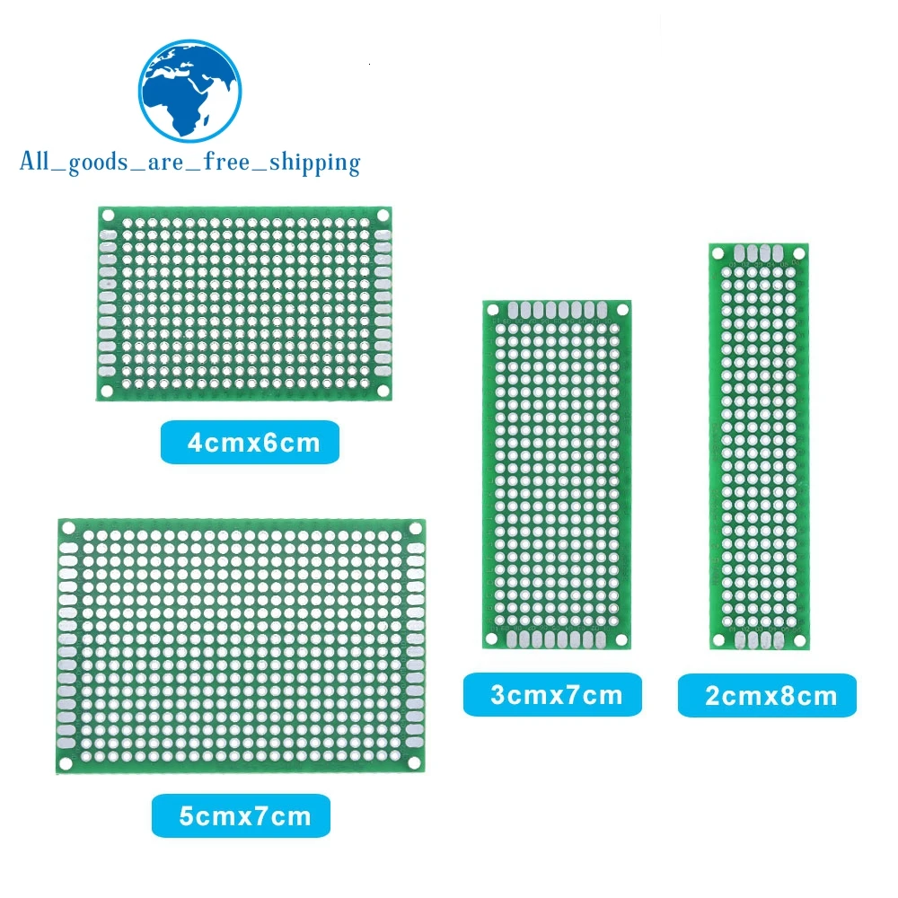 Dropshipping 20pcs 5x7 4x6 3x7 2x8cm double Side Copper prototype pcb Universal Board Fiberglass board for Arduino
