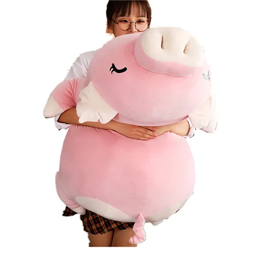 Fancytrader 43'' Kawaii Big Cartoon Pig Plush Toy Big Stuffed Fat Pink Pigs Hugging Pillow for Kids Girlfriend 110cm 2 Colors (1)