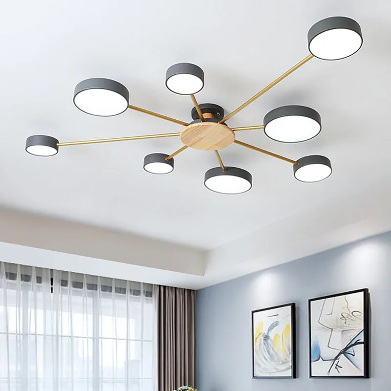 Nordic modern minimalist chandelier bedroom LED ceiling lamp living room personality macaron room wo