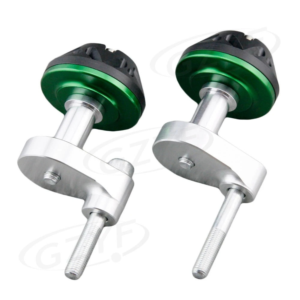 CNC мотоциклетная рама слайдер Краш Pad протектор для Kawasaki Ninja ZX10R 2004 2005 анодированный - Цвет: Зеленый