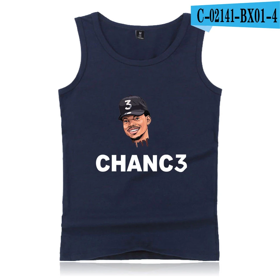 Chance The Rapper Жилеты мужские с принтом Хлопок Мода Лето Без Рукавов рыбалка жилет Горячая тренд повседневные топы - Цвет: Navy Blue