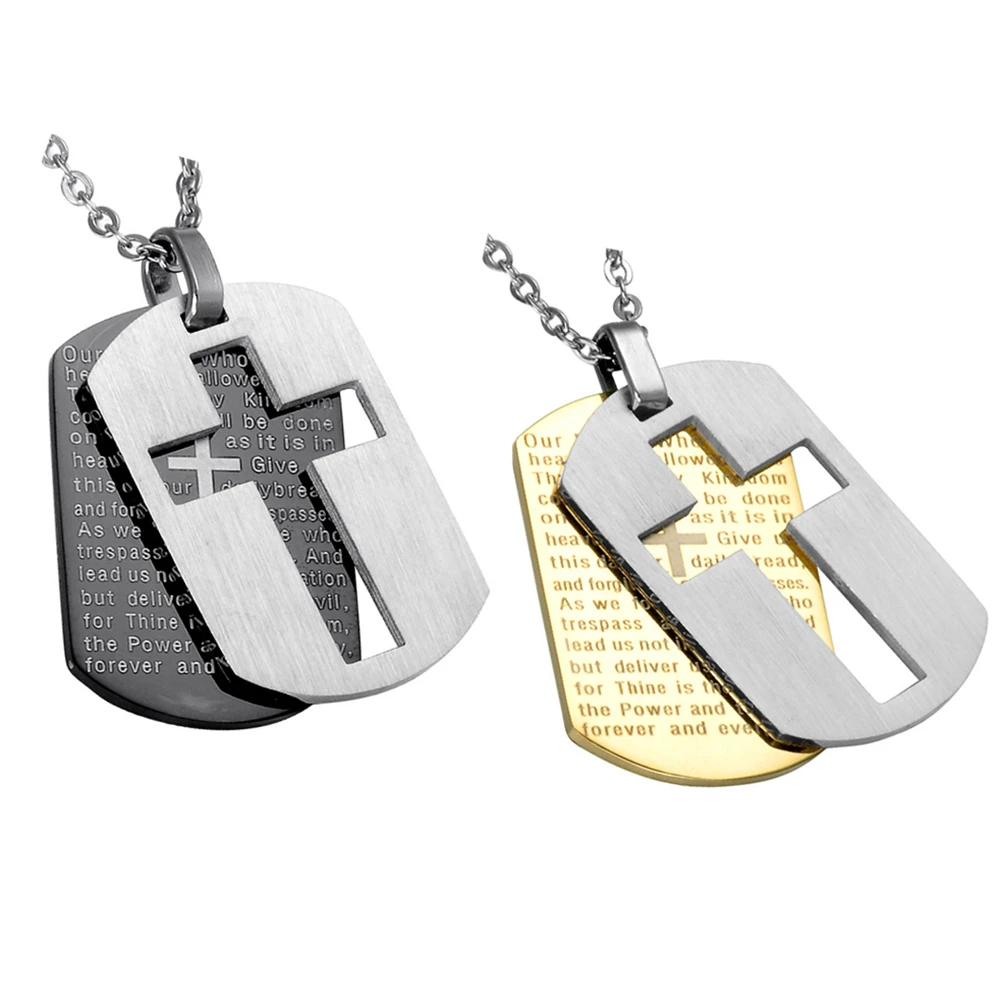 Collares con de acero inoxidable para hombres, colgantes, joyería islámica, la Biblia, los Lords, etiquetas de perro de oración, Color dorado, regalo de Navidad|Colgantes| - AliExpress
