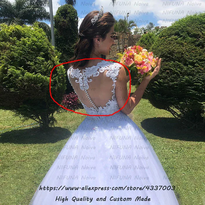 White Color Skin Net Robe de Mariee роскошное жемчужное кружевное Бохо свадебное платье с аппликацией Свадебные платья Vestido de Noiva Свадебные платья trouwjurk - Цвет: White Color Skin Net