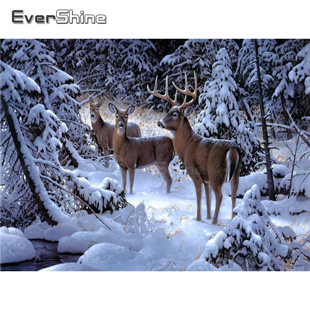 EverShine 5D алмазная живопись снежный пейзаж вышивка животные Набор для вышивки