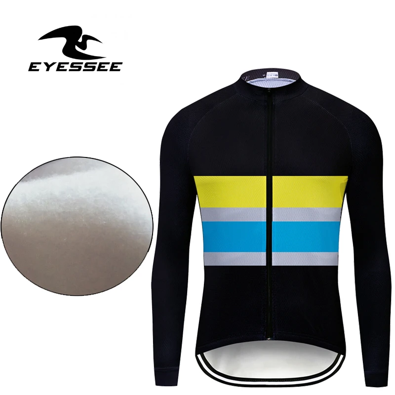 Fleece long sleeve EYESSEE теплая гоночная велосипедная Джерси Зимняя Горячая флисовая дорожная велосипедная мужская одежда с длинными рукавами одежда для велоспорта - Цвет: Fleece long sleeve