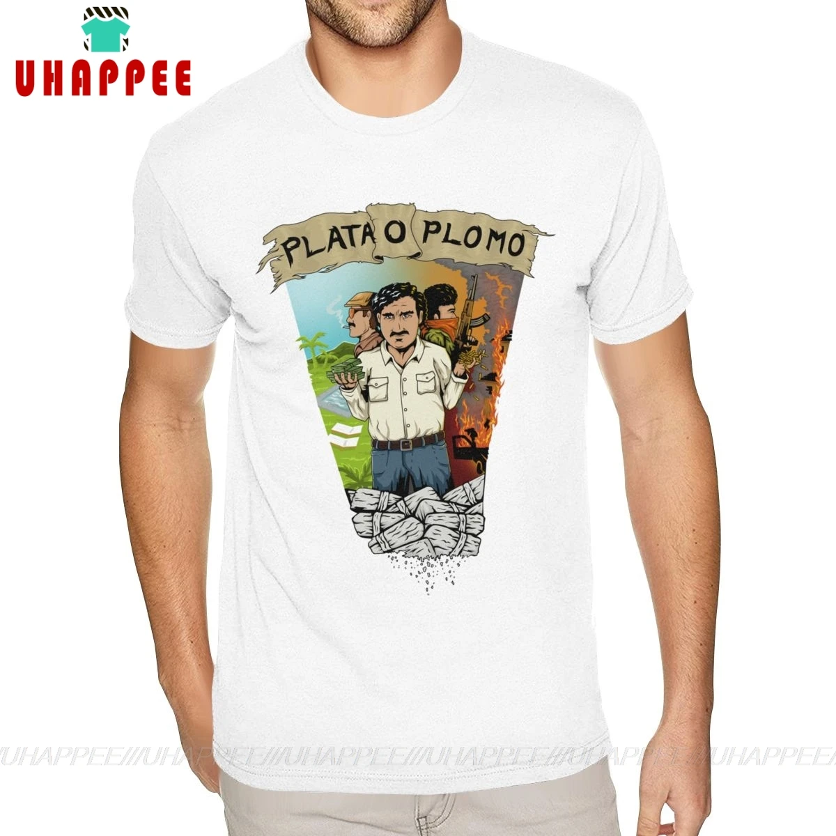 Short Sleeve Round Neck Pure Cotton Plata O Plomo Pablo Escobar Tee-Shirt Best Selling Man S T-Shirt | Мужская одежда
