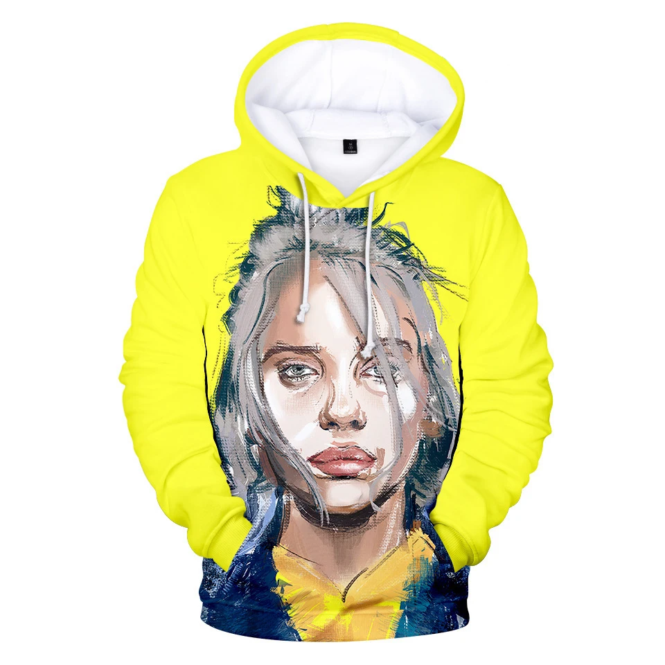 Billie Eilish 3D Hoodies Men Women Fashion Sweatshirt Hip Hop Casual Harajuku Hoodies US Singer Billie Eilish 3D Print Hoodies