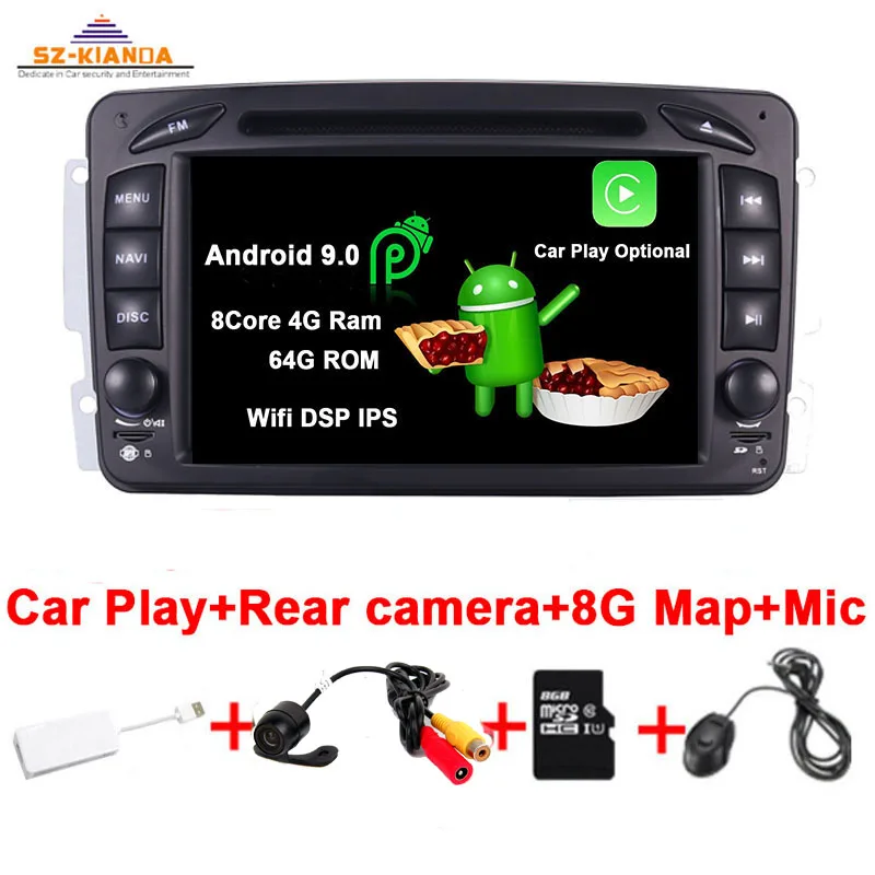 Автомобильный DVD-плеер Android 9 0 для Mercedes Benz CLK W209 W203 W463 W208 Wifi 3G GPS Bluetooth Радио стерео