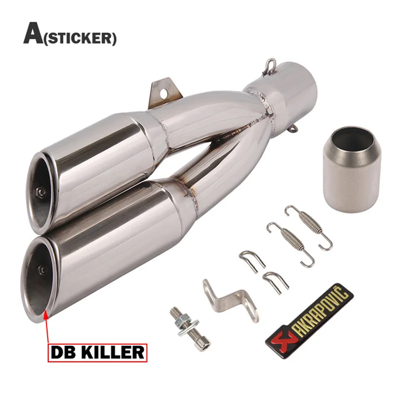 A Sticker 51 мм на входе Универсальный мото rcycle глушитель двойной трубы Akrapovic escape moto DB killer для HONDA CB400 z250 NC700 ktm - Цвет: A Sticker