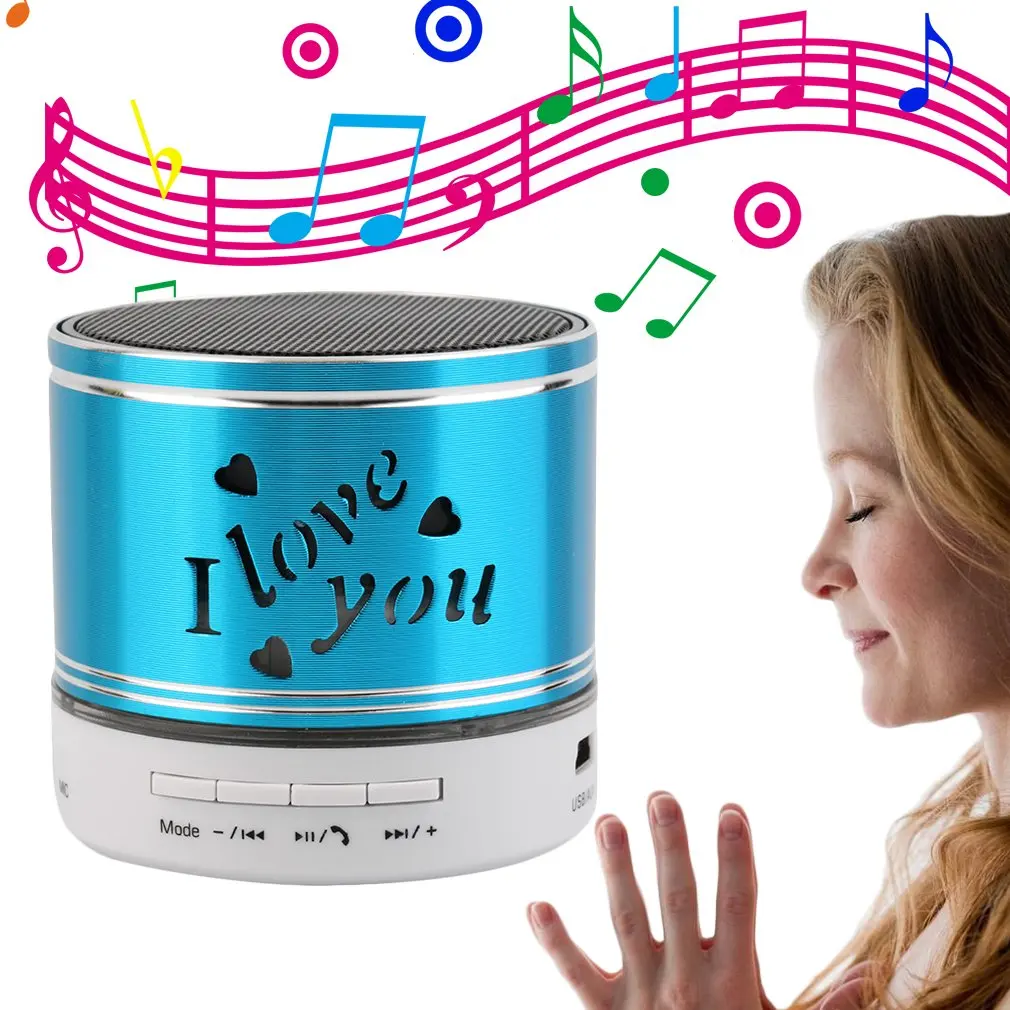 Мини 3W супер бас стерео беспроводной динамик TF слот для карты I Love You шаблон динамик s для телефона ноутбука SAMSUNG планшета ПК