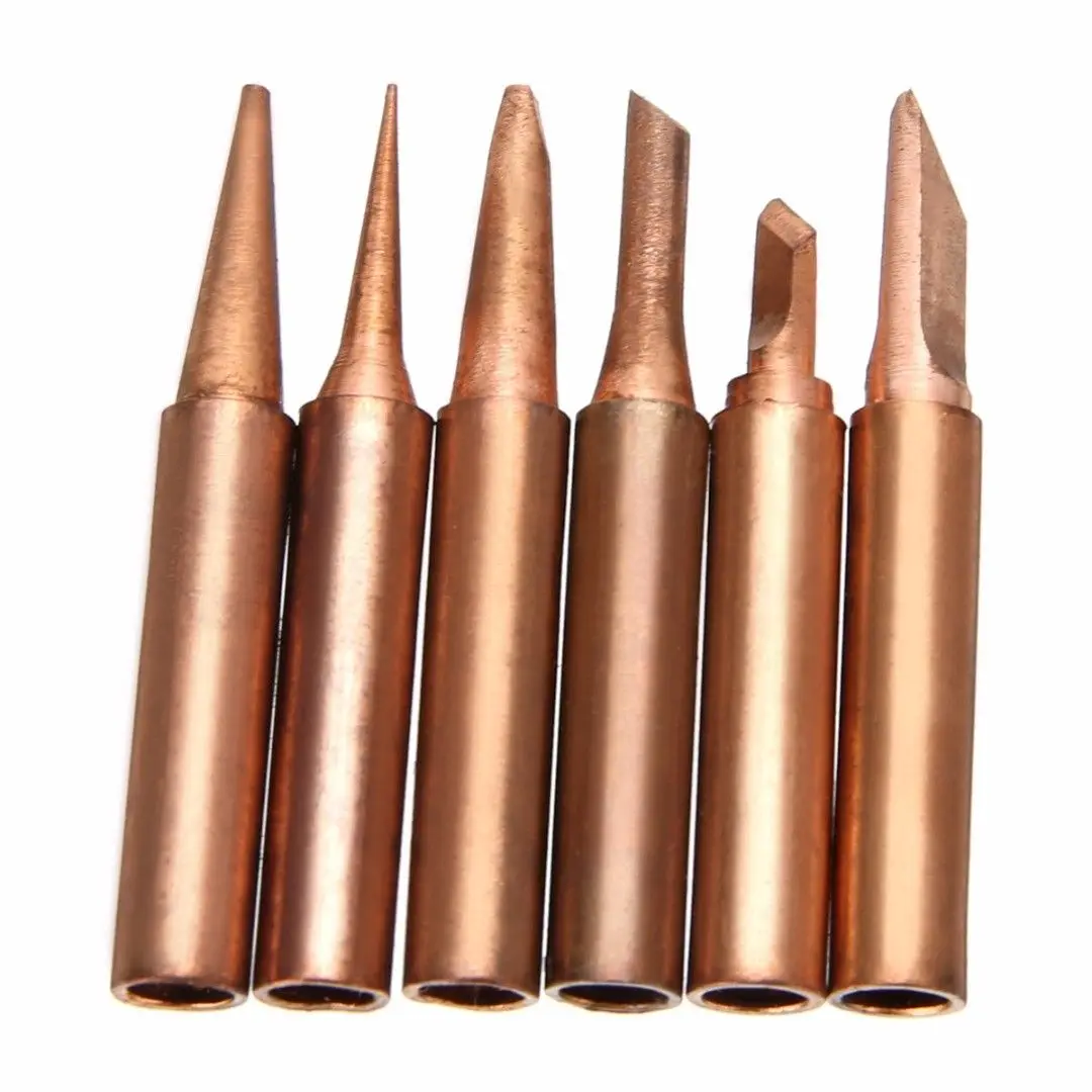 6pcs Soldering Tips Copper Solder Iron Tips Lead Free Soldering Welding