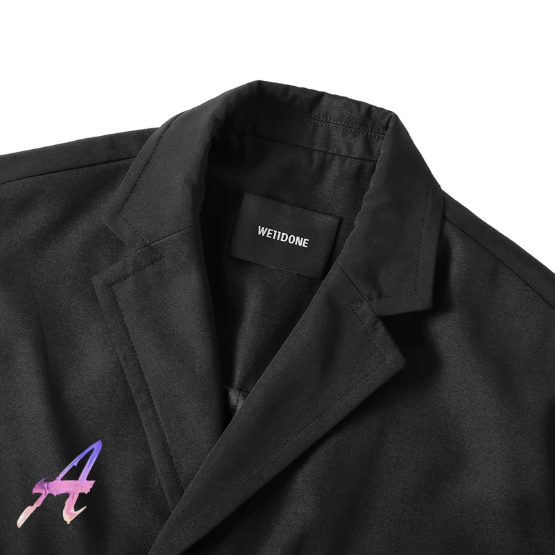 WE11DONE Square Rubber Brand Suit High-quality Men and Women Simple Mid-length Welldone Suit Jacket