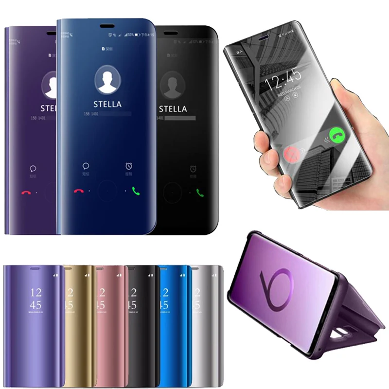 Smart Mirror Flip Case For Samsung Galaxy S9 S8 S7 Edge S6 Plus Note 8 5 4 Phone Case For Samsung A5 A7 A3 A8 2017 2018 Coque