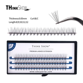 

THINKSHOW 10D/20D Eyelash Extensions 60 Bundles Individual Easy Fan Eye Lash 100% Handmade Synthetic Hair Russian Volume Lashes