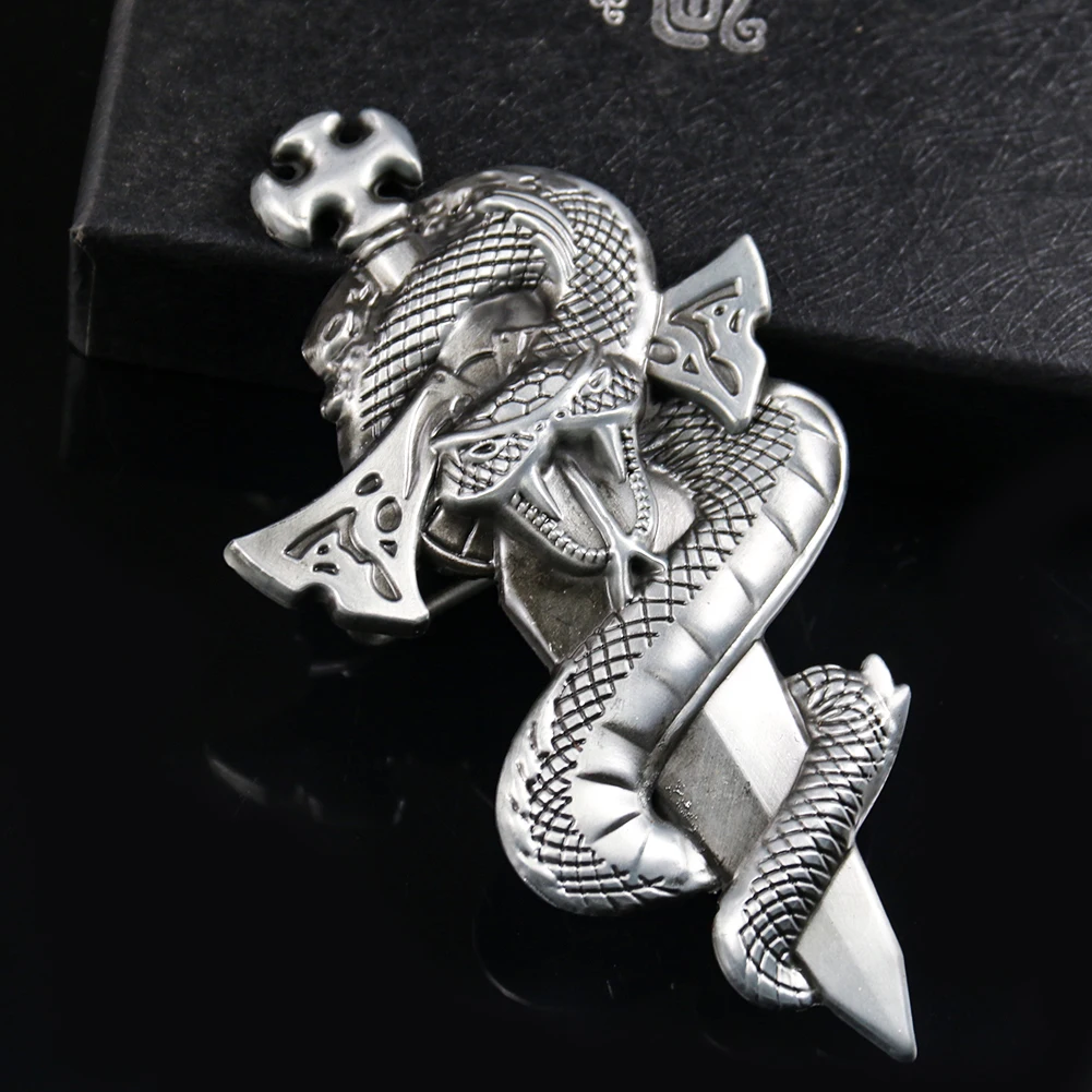 Модный металлический мужской панк ремень с пряжкой нож тотем змеи меч дикая