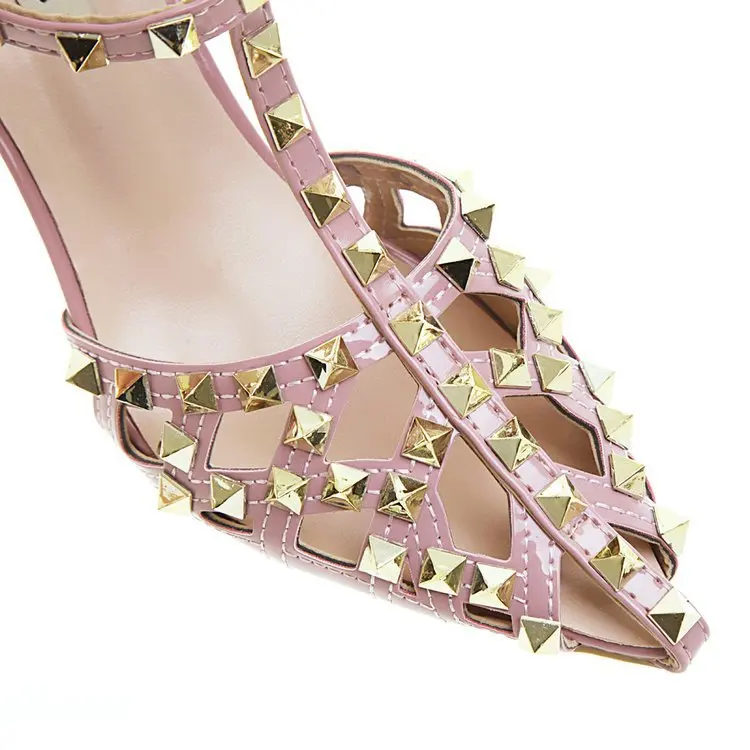 

Rivet High Heel Shoes Women's Summer Thin Heeled-Rivet Versatile Pointed Sandals Women's 2019 New Style Hollow out WOMEN'S Shoes