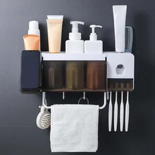 Держатель для зубных щеток, набор аксессуаров для ванной комнаты, автоматический диспенсер для зубной пасты, настенная стойка, органайзер для ванной, чехол, коробка