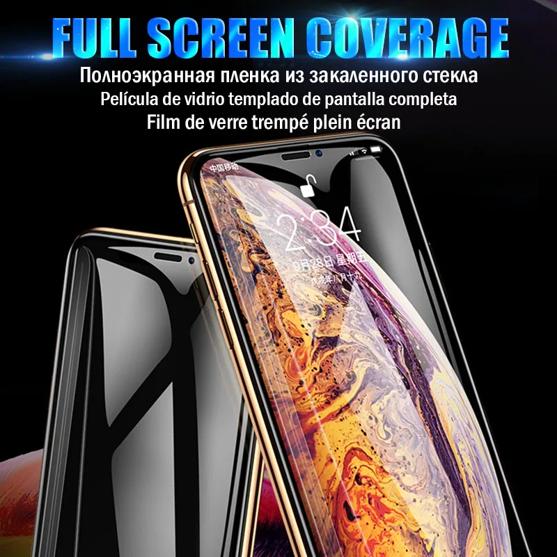 9H полное покрытие из закаленного стекла для iPhone 11 Pro Max X XR XS Max Защита экрана для iPhone 8 7 6 6s Plus защитное стекло