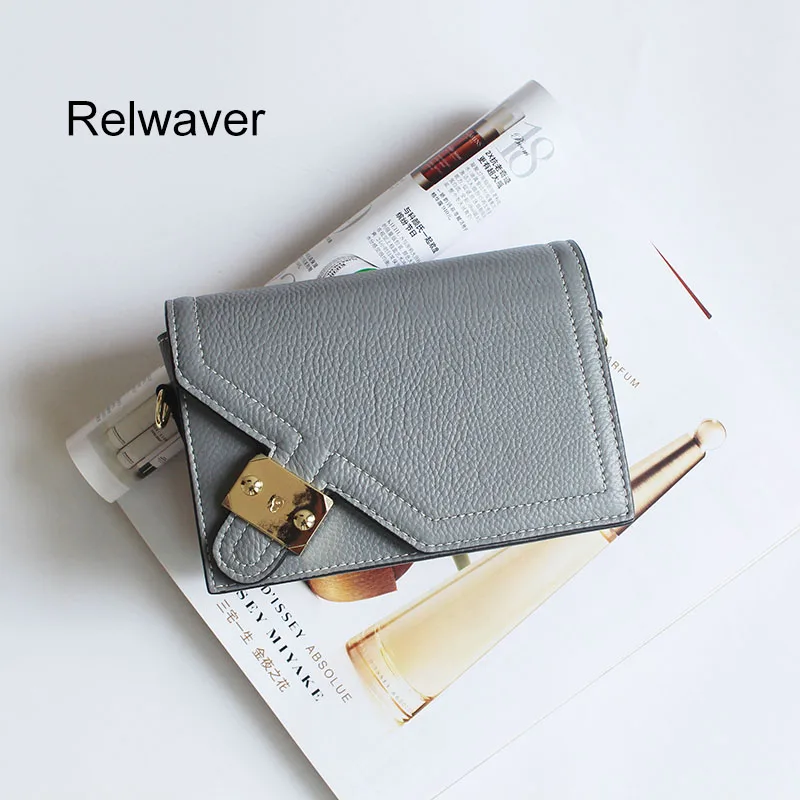 

Shoulder bag genuine leather cow leather mini flap hasp cover small Korean style clutch purse chic women messenger bags