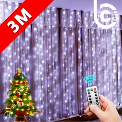 3M LED Fairy Lights Garland Led Festoon Curtain Lamp Remote Control USB Curtains String Lights Christmas Decoration for Home 3M