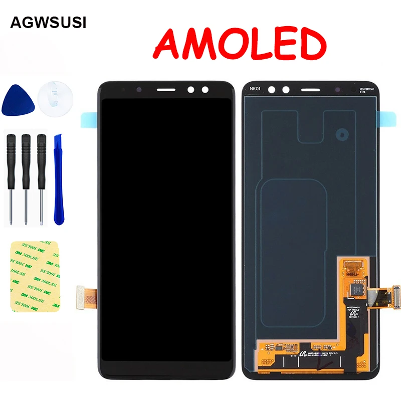 AMOLED для SAMSUNG GALAXY A8 2018 ЖК экран A530 A530F дисплей сенсорный дигитайзер Датчик в