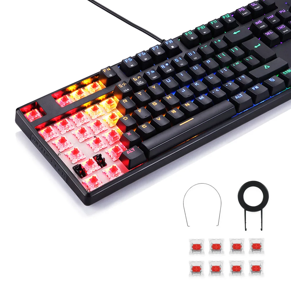 

USB Wired Gaming Mechanical Keyboard RGB Backlight 104 Keys Anti-ghosting Keys OD889