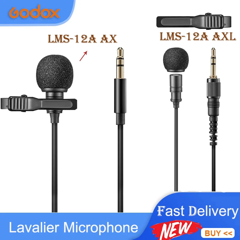

Godox LMS-12A AX AXL 3.5MM TRS Jack Mini Portable Microphone Condenser Clip-on Lapel Lavalier Mic Wired Mic for Phone for Laptop
