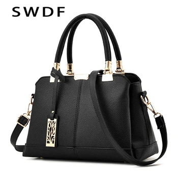 

SWDF Hot Sale Leather Women Bag Tree Branches Metal Decor Handbags Lady Shoulder Crossbody Messenger Bag Female Purse Tote Bag