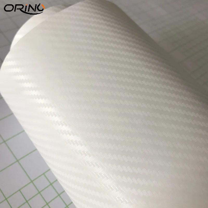 White 3D Carbon Fiber Vinyl Wrap Sticker-3