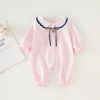 

Toddler baby Girls Bodysuits Infant Long Sleeves Autumn Clothes Baby Bow Ruffle Pink Princrss Rompers Newborn Baby Outfits 0-18M