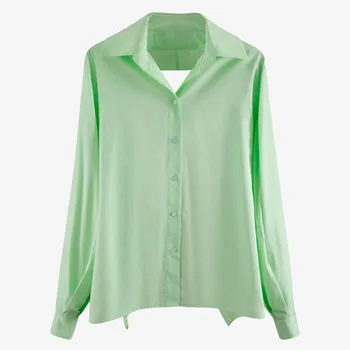 

WOMENGAGA 2020 Summer New Solid Shirt Single-breasted Turn-down Collar Lantern Sleeve Long-sleeve Casual Sexy Streetwear A929
